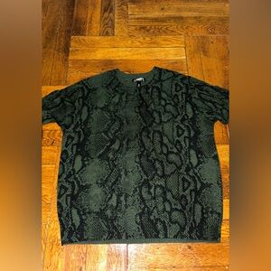 Aqua Forest Green and Black Patterned Sweater